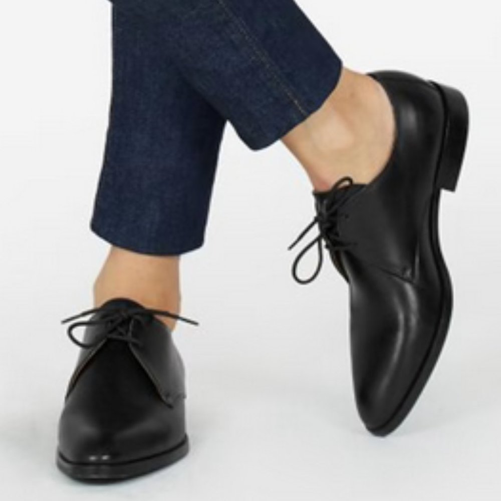 Everlane The Modern Oxford Dress Shoes Black Leather Lace Up Made In Italy sz 7
